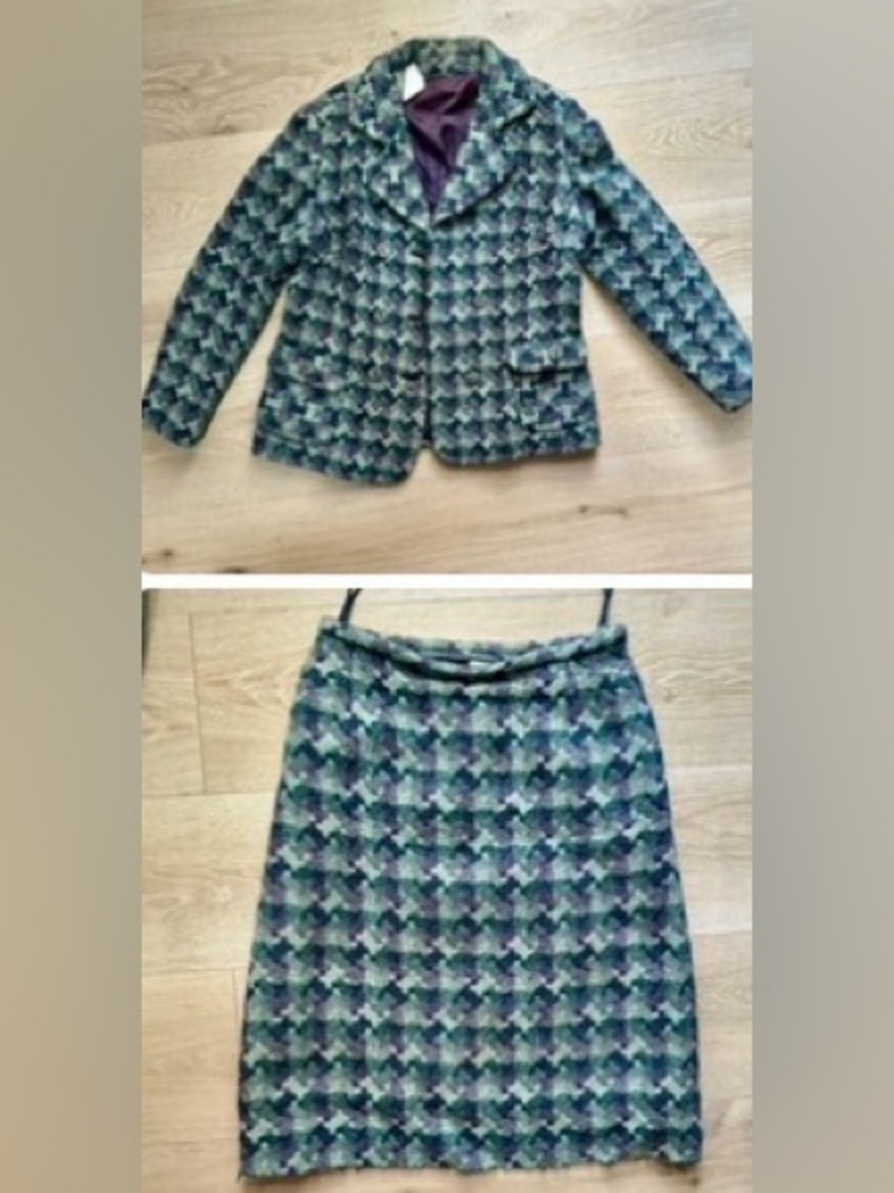 Dereta Women's Patterned Wool-Blend Blazer Jacket and Pencil Skirt Set